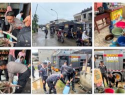Nikmati Air Bersih, Warga Terdampak Banjir, Ucapkan Terima Kasih kepada Personel Samapta Polda Sulbar