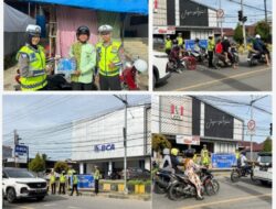 Polantas Sulbar Edukasi Keselamatan Berkendara di Depan BCA Mamuju, Ajak Pelajar Tertib Lalu Lintas