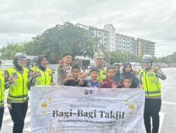 Berburu Berkah Ramadhan, Ditlantas Polda Sulbar Bagi-bagi Takjil dan Ajak Pengendara Tetap Tertib Berkendara