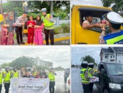 Bagi Takjil dan Himbauan Keselamatan, Ditlantas Polda Sulbar Jalin Silaturahmi dengan Masyarakat