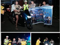 Sat PJR Ditlantas Polda Sulbar Gelar Aksi Sahur On The Road, Bagikan Santapan dan Beras untuk Driver Ojol