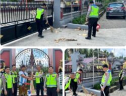 Polri untuk Masyarakat! Satlantas Pasangkayu Bersihkan Pura dan Pererat Toleransi Jelang Hari Bhayangkara ke-80