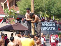 Gandengan Tangan Taklukkan Batang Licin, Panjat Pinang Jadi Puncak Keseruan Semarak Kemerdekaan di Polda Sulbar